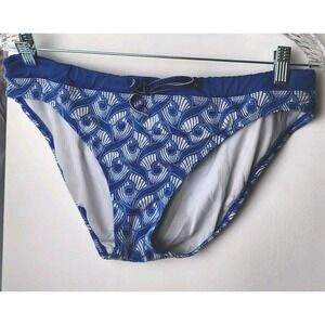 Lands End Women's 14‎ Bikini Bottom Blue Paisley Waves Swim Pool Beach